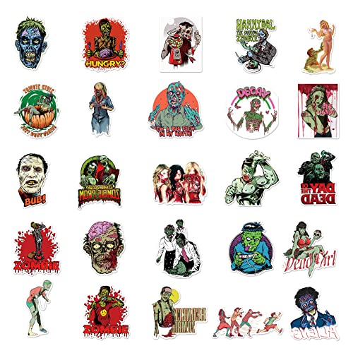Ash  Roh Ash & Roh 50Pcs Cute Animal Stickers,Vinyl Waterproof Removable Stickers for Laptop,Bumper,Skateboard,Water Bottles,Computer,Phone, Cute Animal Stickers for Kids Teens (Zombie)10 x 5 x 5 cms - Image 3