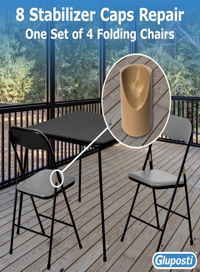 Gluposti 8 Beige Folding Chair V-Tip Stabilizer Caps, 7/8 Inch ID - Heavy Duty Nylon End Caps, Non-Marring Round Top of Leg Protectors, Compatible Replacement Stability Plugs for Metal & Padded Folding Chairs - Image 4