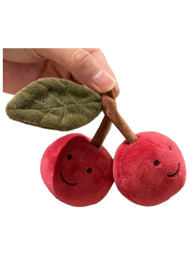 11cm Cherry Plush Pendant Keychain Cute Fruit Plush Doll School Bag Accessories Toy Keychain Boy Girl Gift  - Image 1
