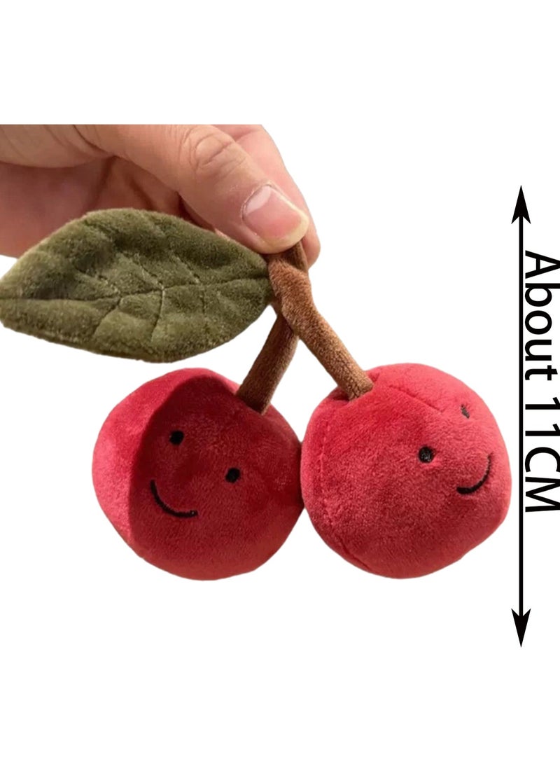 11cm Cherry Plush Pendant Keychain Cute Fruit Plush Doll School Bag Accessories Toy Keychain Boy Girl Gift  - Image 2