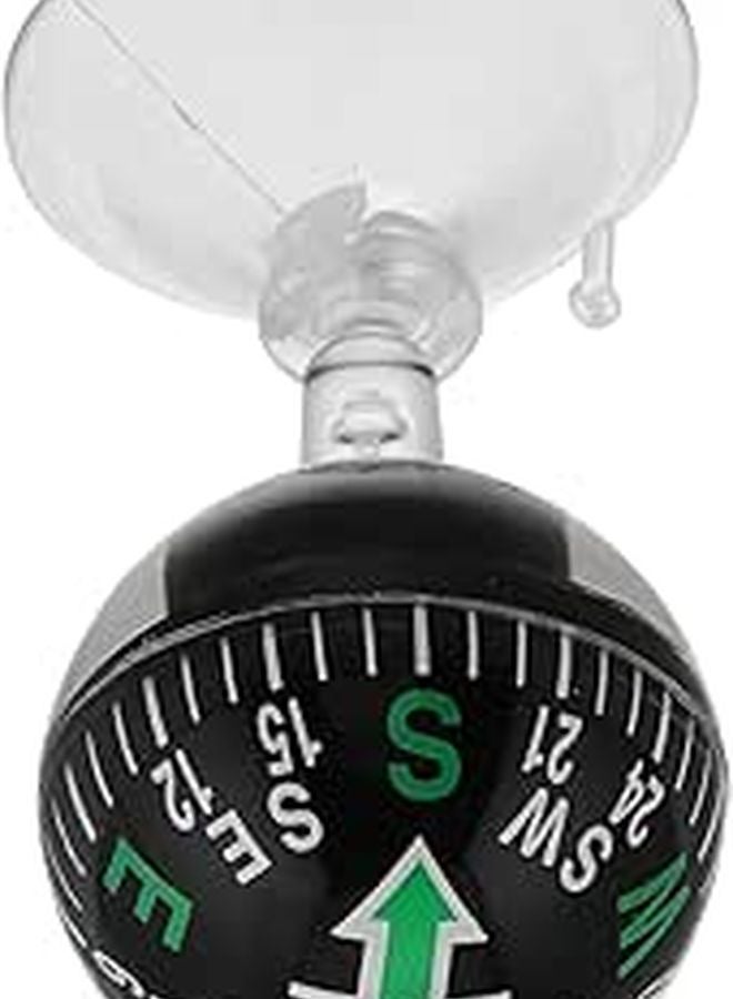 Black Plastic Suction Cup Car Compass 38mm Dashboard Navigation Ball for Automotive Marine Trucks RVs Boats - Image 1