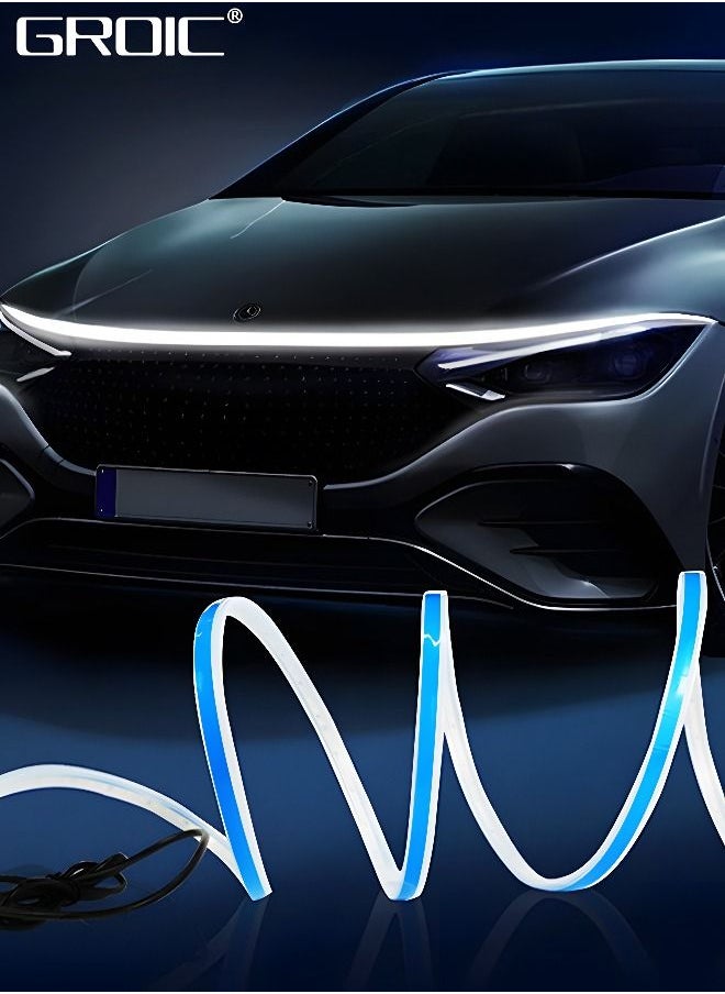 GROIC 1.8M Car Hood LED Strip Light, Exterior Car Hood Beam Light Strip,Exterior Car Decoration Accessories, White Light Waterproof LED Running Light for Cars, Trucks, SUVs  - Image 1