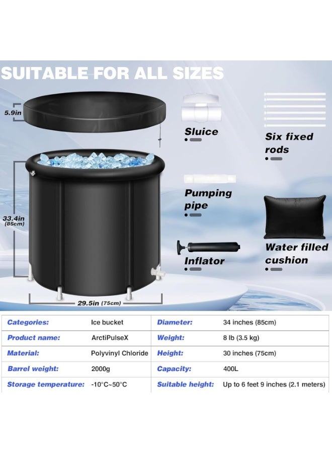 M.A&F's BIG DIPPER ICE BATH (XXL) Portable Tub for Cold Water Therapy Recovery/Training - Premium Ice Bathtub with Lid for Athletes Cold Plunge (Black) - Image 4