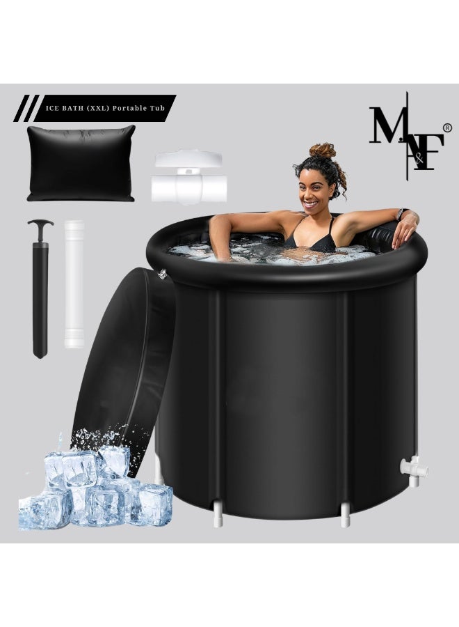 M.A&F's BIG DIPPER ICE BATH (XXL) Portable Tub for Cold Water Therapy Recovery/Training - Premium Ice Bathtub with Lid for Athletes Cold Plunge (Black) - Image 1