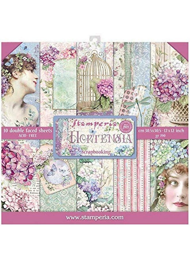 STAMPERIA - Intl Kft (3Pl) Paper Pad 12X12 10Pk Hortensia 10 Designs/1 Each - Image 1