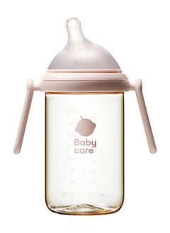 Babycare Babycare - Nopayon Pro Anti-Colic Feeding Bottle with Handles – Pink – 240ml for Babies 6–8 Months – BPA-Free, BPI Certified, Easy-Grip Design, Wide Neck, Soft Silicone Nipple, Spill-Proof, Ergonomic Bottle, Heat-Resistant, Baby Milk Bottle, Infant Training Bottle, Safe Material, Pediatrician Recommended  - Image 1