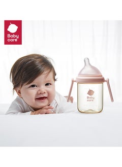 Babycare Babycare - Nopayon Pro Anti-Colic Feeding Bottle with Handles – Pink – 240ml for Babies 6–8 Months – BPA-Free, BPI Certified, Easy-Grip Design, Wide Neck, Soft Silicone Nipple, Spill-Proof, Ergonomic Bottle, Heat-Resistant, Baby Milk Bottle, Infant Training Bottle, Safe Material, Pediatrician Recommended  - Image 2