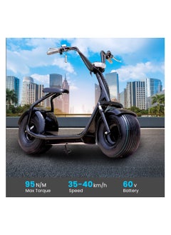 ماركة غير محددة سكوتر كهربائي Citycoco بمحرك 60V بقوة 1000 واط، سرعة تصل إلى 35-40 كم/ساعة، قدرة على تسلق منحدرات حتى 40°، مدى قيادة يتراوح بين 35-40 كم، مزود بمكابح زيتية وأقراص، قدرة تحمل تصل إلى 200 كجم، عجلات ألمنيوم مقاس 12 بوصة، إطارات فراغية، شحن سريع (5-6 ساعات)، تصميم متين يناسب التنقلات الحضرية والمغامرات – حل تنقل كهربائي عالي الأداء وصديق للبيئة.  - Image 2