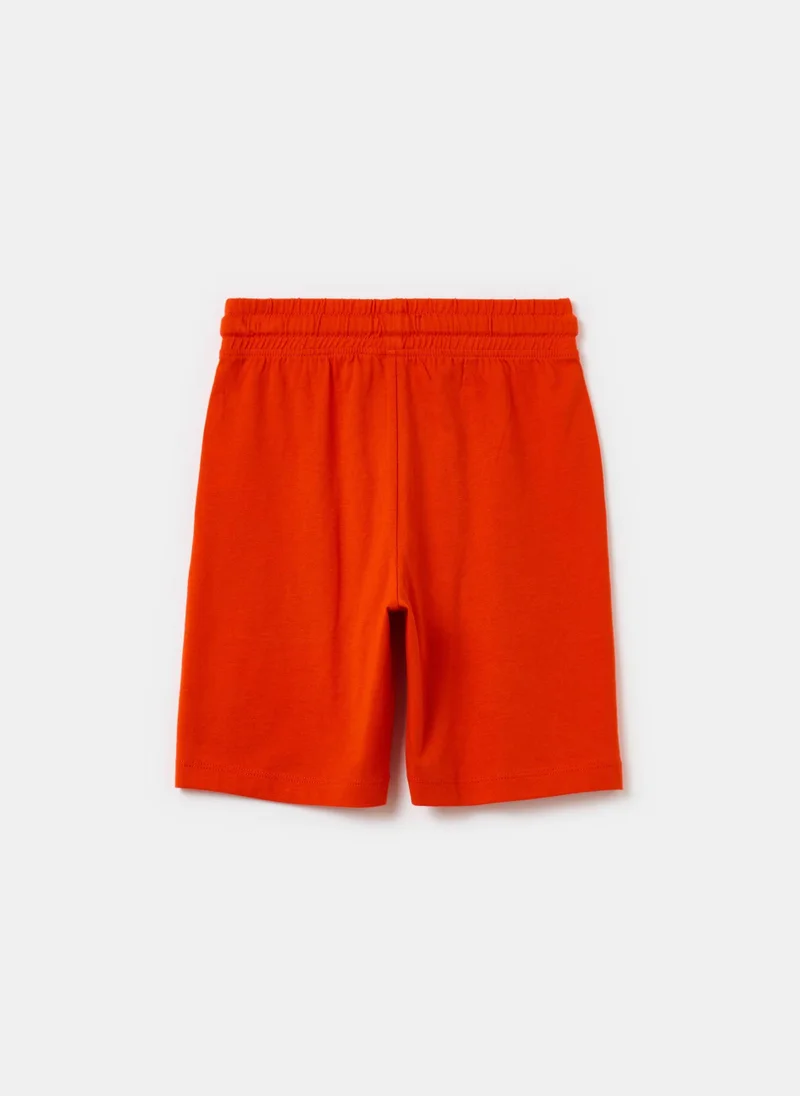 Ovs Fleece Bermuda Shorts With Drawstring And Print