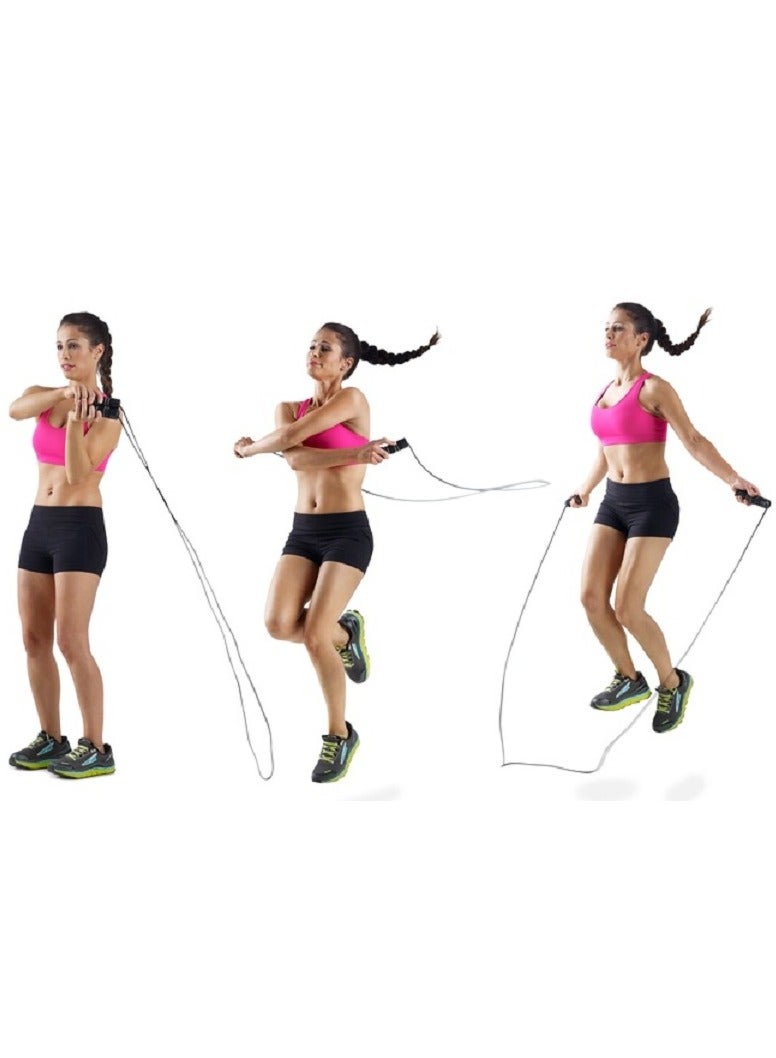 Generic Adjustable Jump Rope with Bearing Foam Handles Gray & Assorted Rope  - Image 3