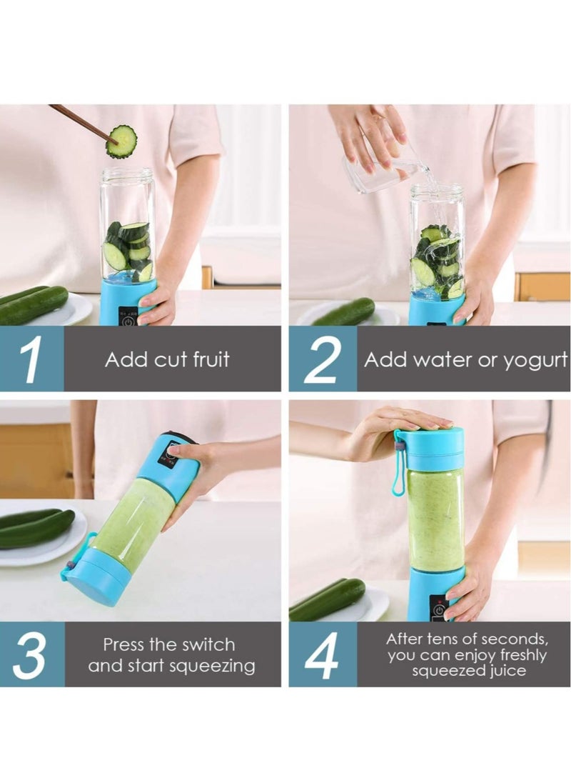 ELTRAZONE - Portable Blender, Personal Blender with USB Rechargeable Mini Fruit Juice Mixer, Personal Size Blender for Smoothies and Shakes Mini Juicer Cup Travel 380ML, Fruit Juice, Milk, S - Image 1