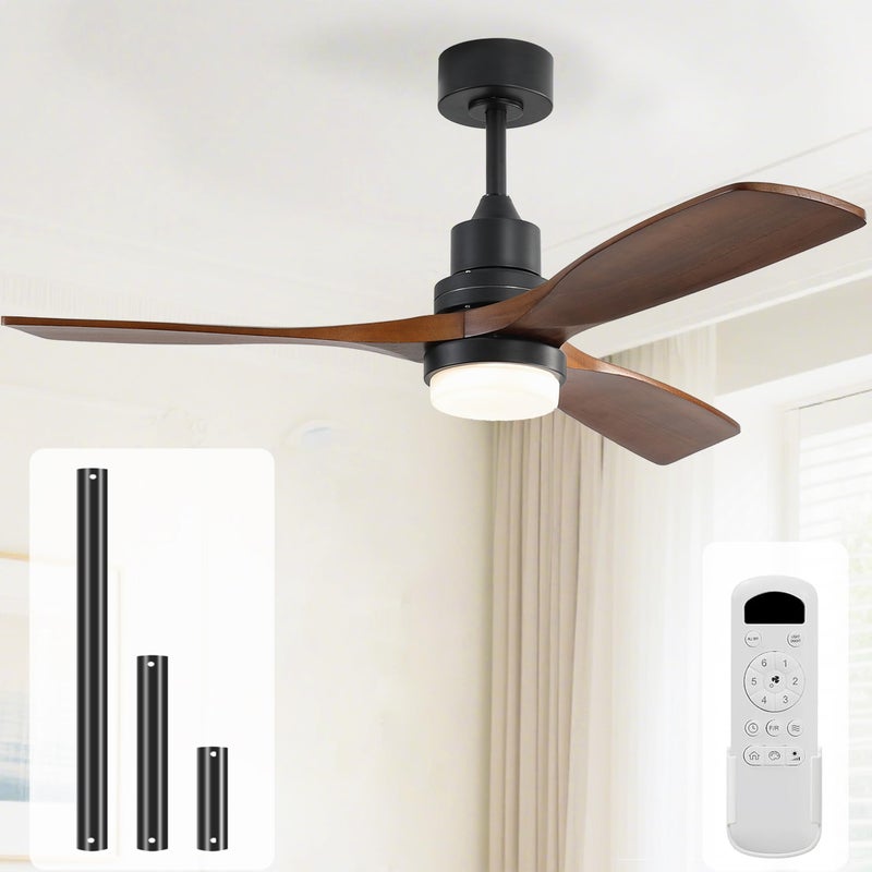 Sofucor Sofucor Low Profile Ceiling Fan With Lights Remote Control 52 Inch Flush Mount Ceiling Fan Modern Wood Blade Fan For Bedroom Living Room Indoor Outdoor Farmhouse Patio Noiseless DC Motor 