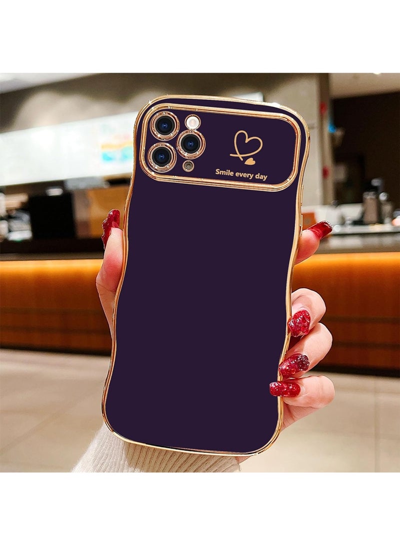 WRISTWISE Case Cover for iPhone 11 Pro, Cute Wave Frame Curly Shape with Love Heart Pattern Raised Camera Protection Cover Luxury Plating Shockproof Phone Case for iPhone 11 Pro, Purple - Image 2