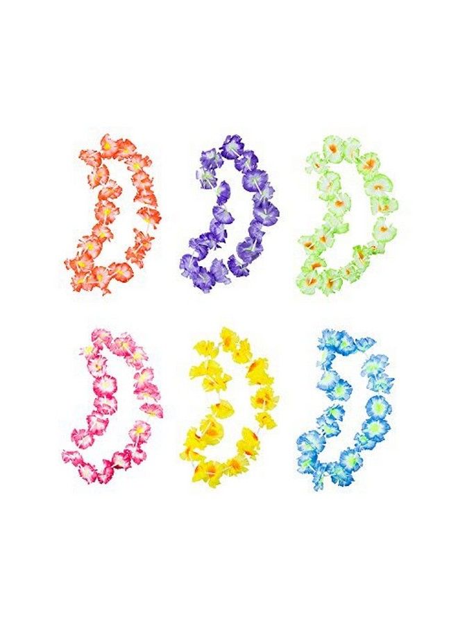 Super Z Outlet Giant Hawaiian Ruffled Simulated Colorful Luau Silk Flower Leis Jumbo Necklaces For Tropical Island Beach Theme Party Event Birthday Supplies Costume (12 Pack) - Image 2