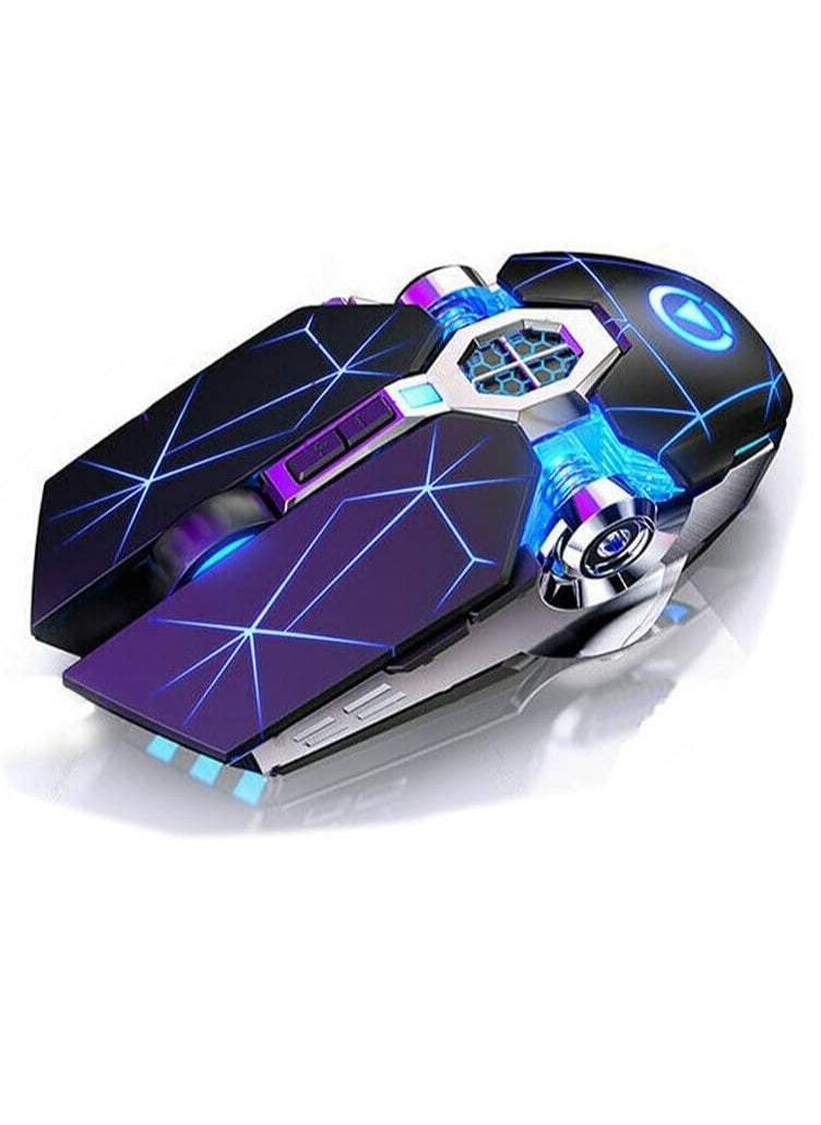 7 Color LED Gaming Mouse Wireless Mouse Gaming USB Backlit Rechargeable for PC (Black)  - Image 1