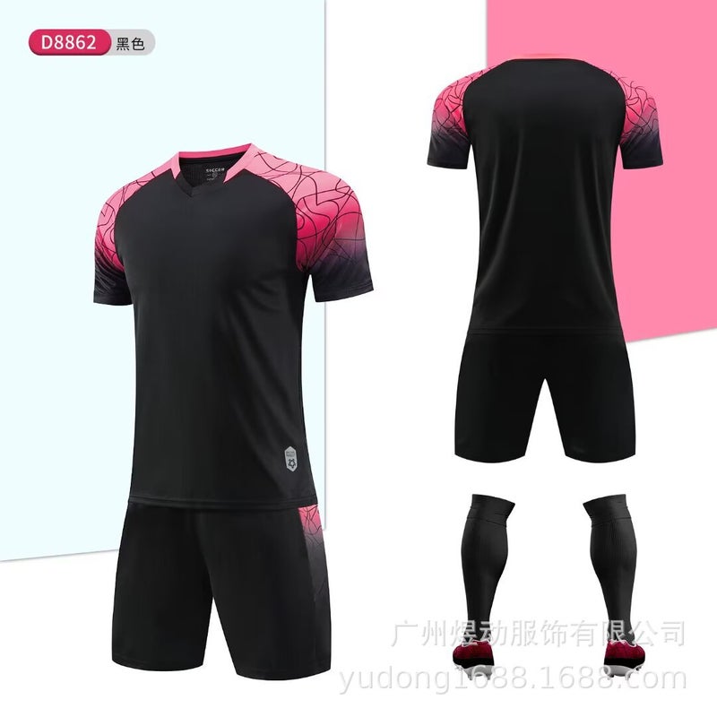 New Football Clothes Suit Children Adult Short Sleeve Jersey Student Competition Training Clothes Quick Drying Sports Jersey - Image 1