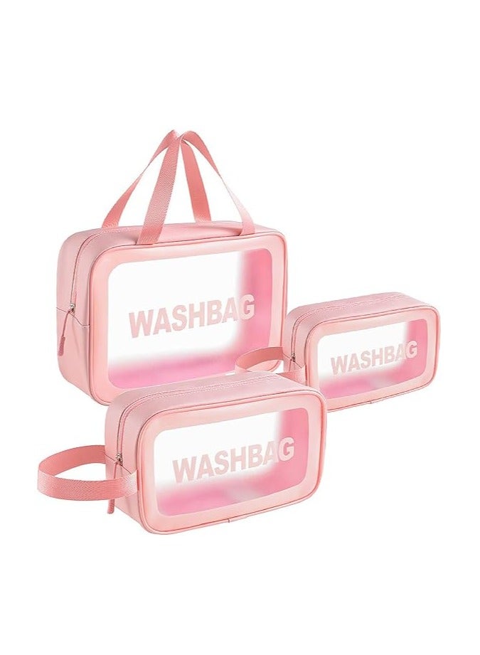 Transparent travel cosmetic bag for women and girls - 3 pieces - Image 1