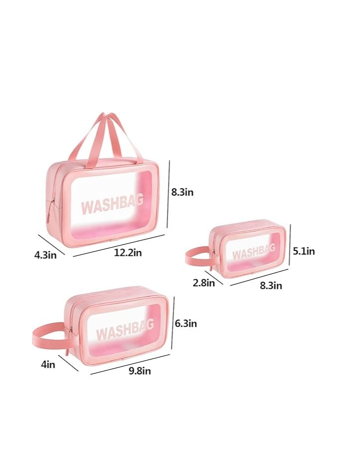 Transparent travel cosmetic bag for women and girls - 3 pieces - Image 2