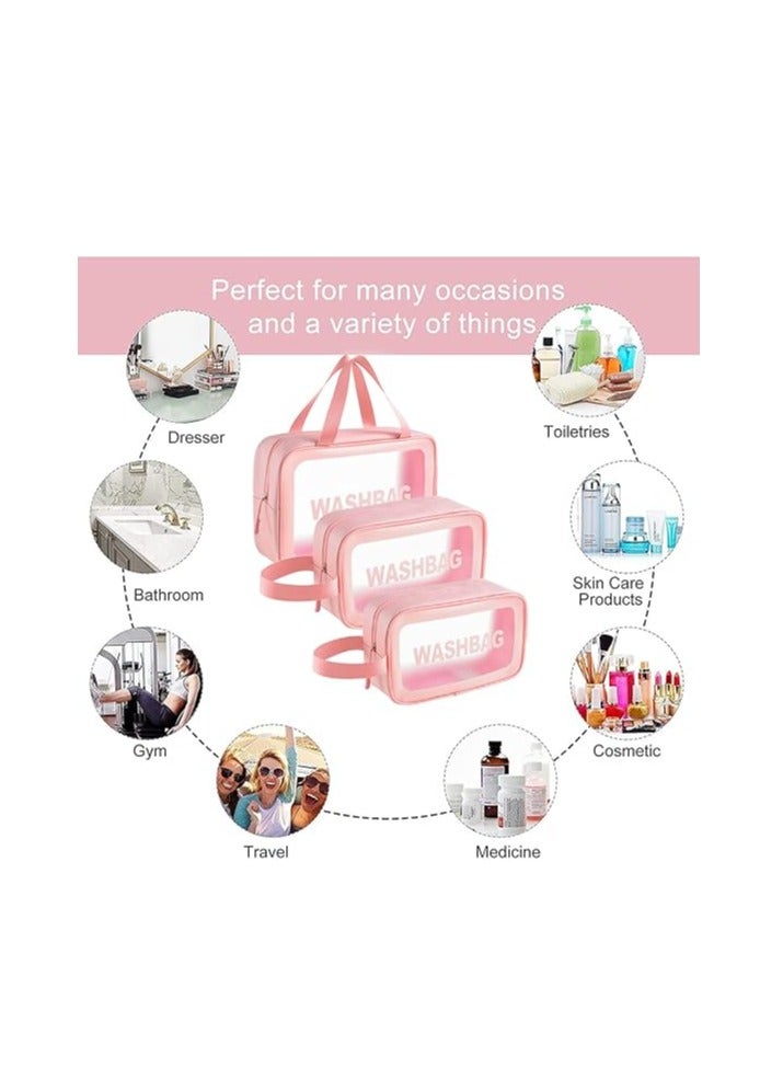 Transparent travel cosmetic bag for women and girls - 3 pieces - Image 3