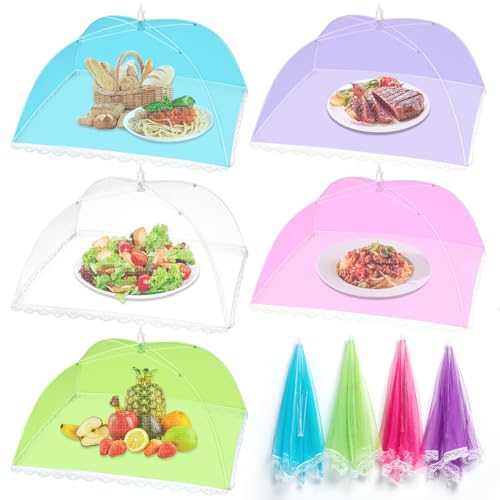 ZAUGONTW 5 Pack Food Cover Tents Food Covers for Outdoors Mesh Cover Reusable and Collapsible Outdoor Picnic Net for Parties Picnics BBQs Fruit Covers - Image 1