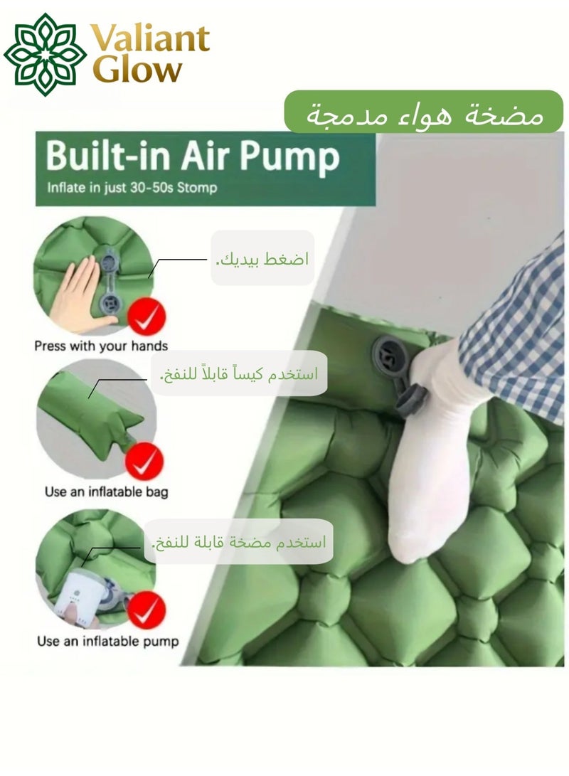 Valiant Glow Refuge sleeping mat|Single Camping Sleeping Mat | Ultralight camping mat | With pillow | Built-in foot pump | Inflatable sleeping mat |camping bed、camping mattress、camping mat、sleeping pad| Lightweight and portable | Suitable for camping | Backpacking | Hiking | Tent camping. - Image 5