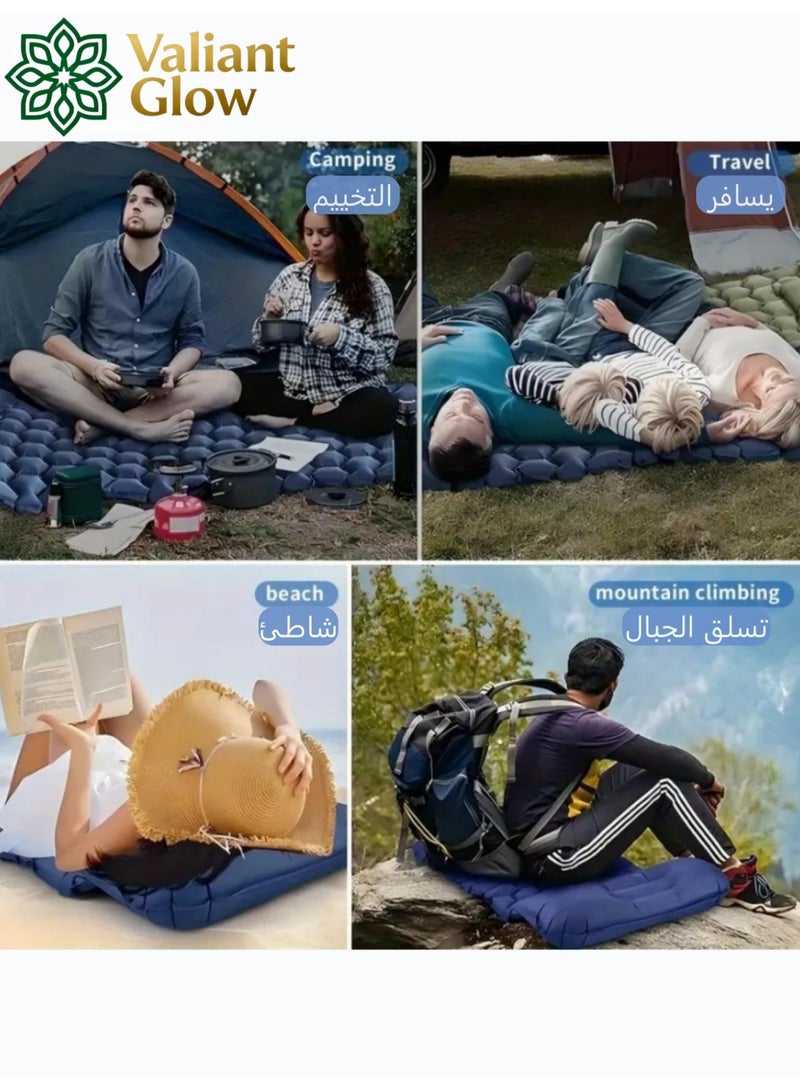 Valiant Glow Refuge sleeping mat|Single Camping Sleeping Mat | Ultralight camping mat | With pillow | Built-in foot pump | Inflatable sleeping mat |camping bed、camping mattress、camping mat、sleeping pad| Lightweight and portable | Suitable for camping | Backpacking | Hiking | Tent camping. - Image 4