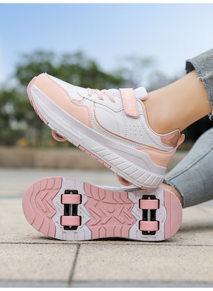 إسكدنيا Kids Roller Skates Shoes 4 Wheels Roller Shoes Boys Girls Wheel Shoes Roller Sneakers Shoes for Beginner More Balanced - Image 1