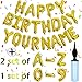 Awfrky 76pcs Happy Birthday Balloon Banner Gold Balloons Letters Personalized 16 Mylar Foil Birthday Decorations includes 2 Sets A Z 1 set Number 09 and HAPPY BIRTHDAY letters with Balloon Pump - Image 2
