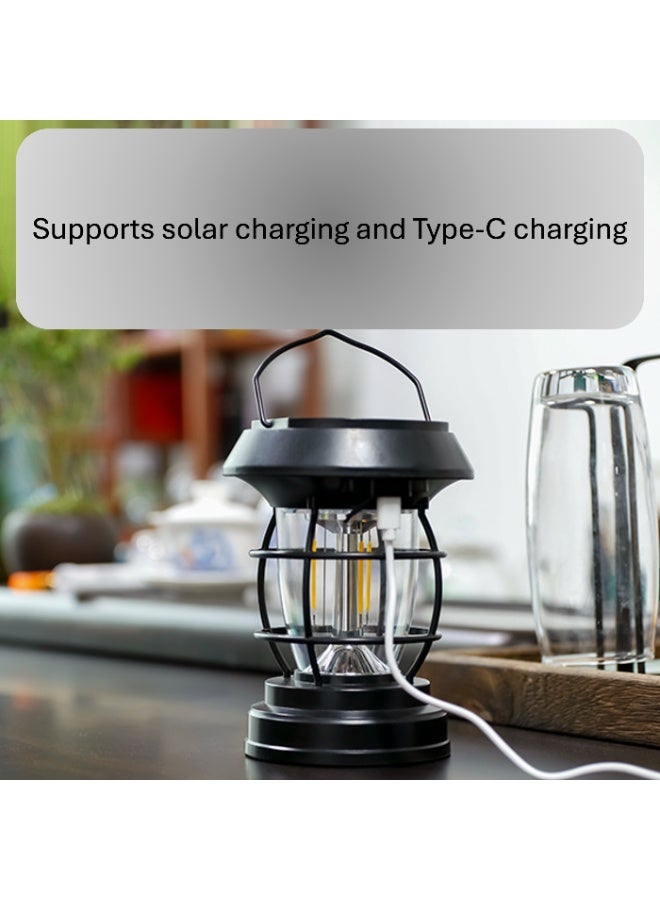 مصباح خيم للمخيم يعمل بالطاقة الشمسية مع مستشعر حركة، إضاءة خارجية، عمر بطارية طويل، إضاءة محمولة للأجواء، قابل لإعادة الشحن عبر Type-C - Image 4