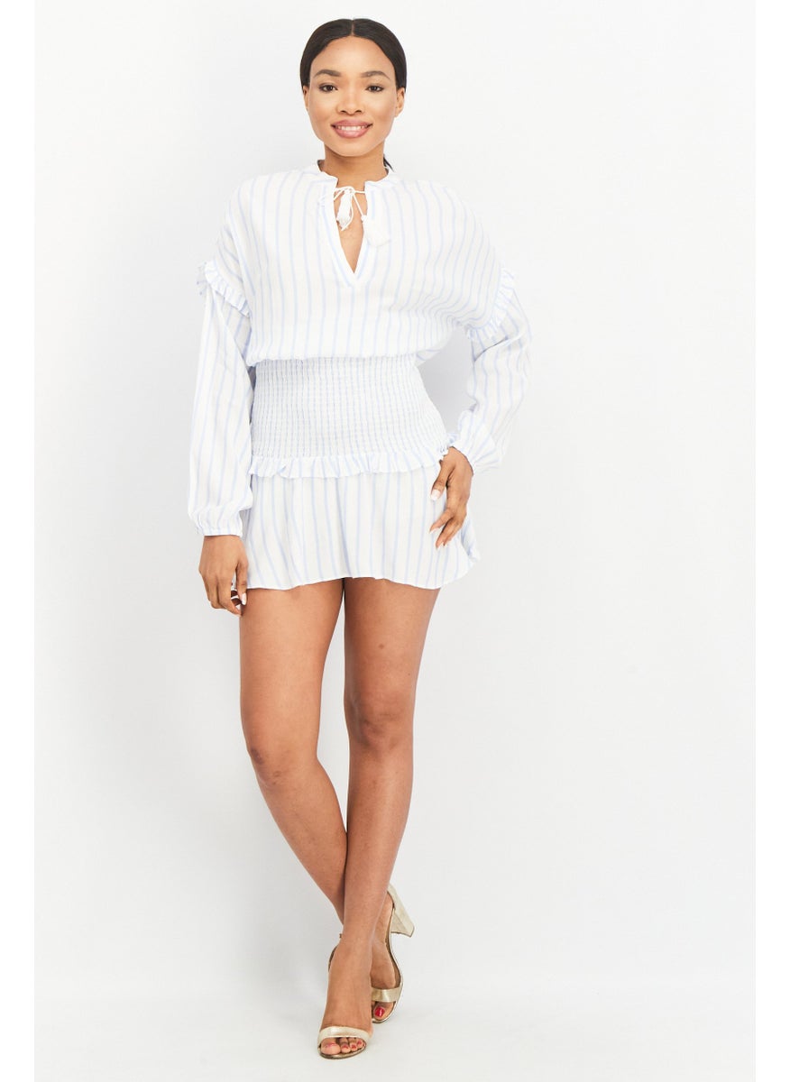 Women Stripe Long Sleeve Mini Dress, White - pzsku/Z3E073DC17A878FAFC47BZ/45/_/1735567984/7ff92c2e-d382-4563-9516-09c08e194e30