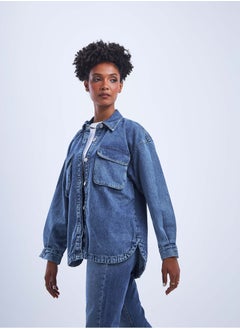 Oversized Medium Wash Flap Pocket Denim Shirt Jacket. - pzsku/Z3E073DEA2FC3312B1736Z/45/_/1721176787/8dcec2b8-9160-432a-8de2-8837e2ad8fcb