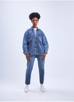 Oversized Medium Wash Flap Pocket Denim Shirt Jacket. - pzsku/Z3E073DEA2FC3312B1736Z/45/_/1721176900/9aaca3b2-ca32-47c4-844d-d34da82d8195