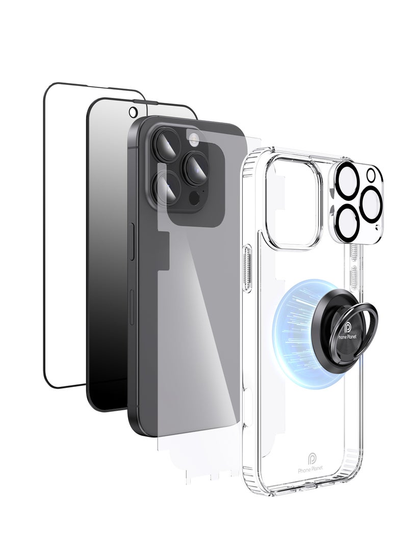 بيوينتي بكج حماية ايفون 16 برو ماكس  6 في 1 . شاشة حماية نانو ضد الكسر  والخدوش . جراب شفاف . حماية عدسة الكاميرا - Image 1