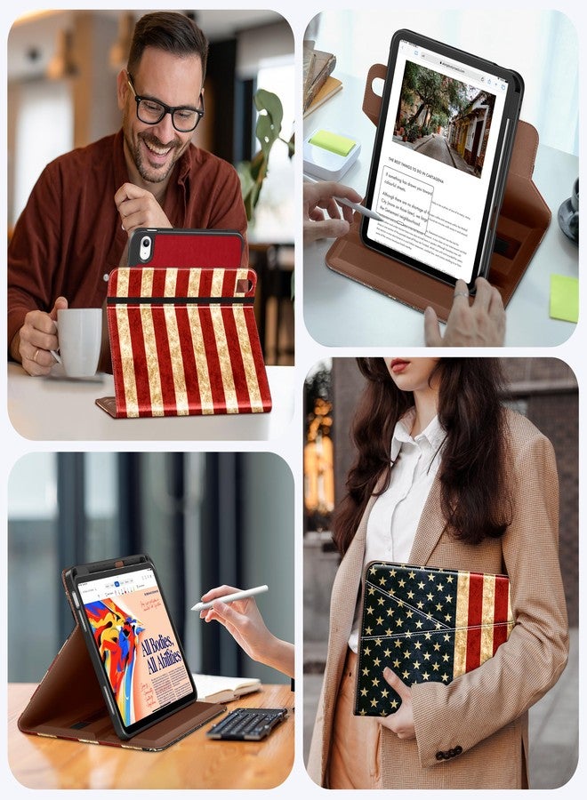 DTTO for iPad A16 Case, iPad 11th / 10th Generation Case (2025/2022), 360 Degree Rotating Premium Leather Folio Stand Cover with Pencil Holder, New US Flag - Image 5