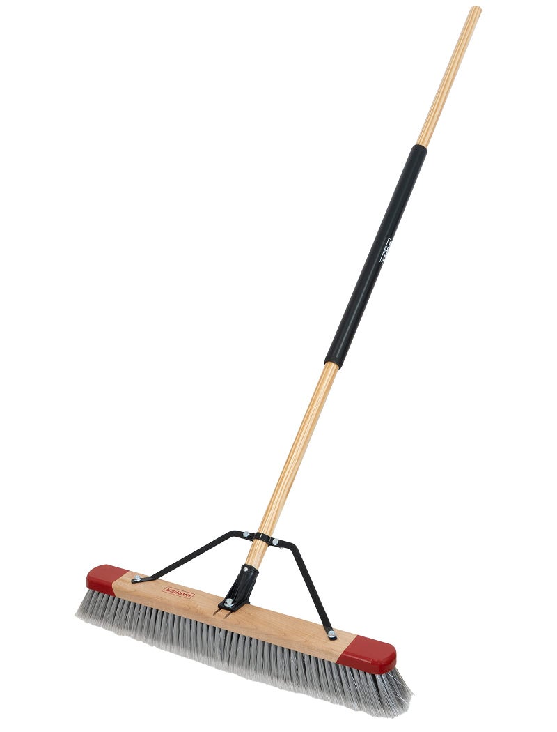 Harper Harper 24 Inch Indoor Push Broom Premium Heavy Duty SmoothSurface Floor Cleaning with Flagged Bristles Home and Garage Sweeping Gray 