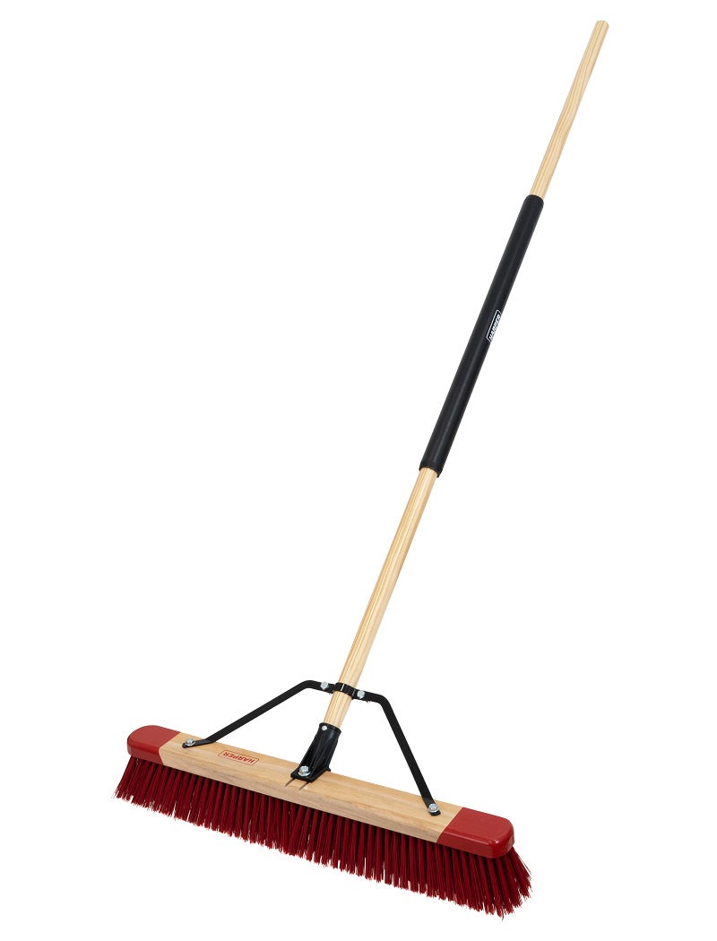 Harper 24 Inch Indoor Push Broom Premium Heavy Duty SmoothSurface Floor Cleaning with Flagged Bristles Home and Garage Sweeping Gray