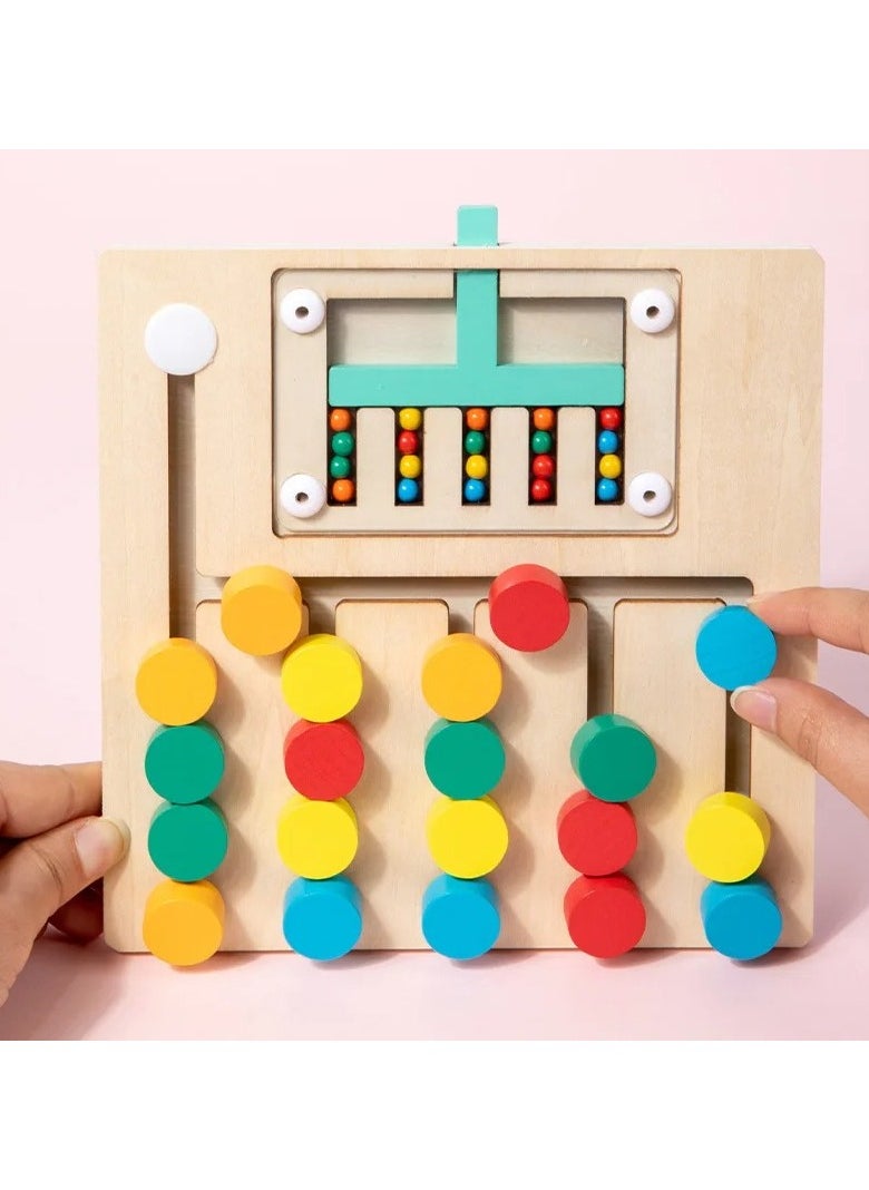 Montessori Wooden Color Matching Puzzle – 5-Color Logic Game | Early Educational Toy for Hand-Eye Coordination & Thinking Skills