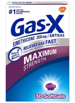 Gas-X Maximum Strength Gas Relief Softgels with Simethicone 250 mg - 30 Count 