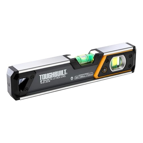 ToughBuilt – 9" Lighted Magnetic Box Level, Compact Aluminum Level with LED-Lit Vials, Rare Earth Magnets, V-Groove Base, and Shockproof End Caps - Image 5