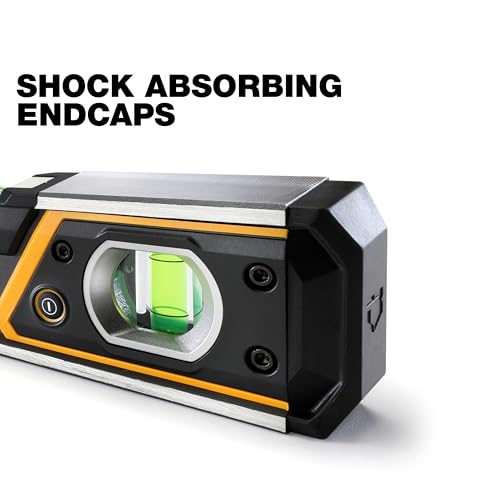 ToughBuilt – 9" Lighted Magnetic Box Level, Compact Aluminum Level with LED-Lit Vials, Rare Earth Magnets, V-Groove Base, and Shockproof End Caps - Image 3