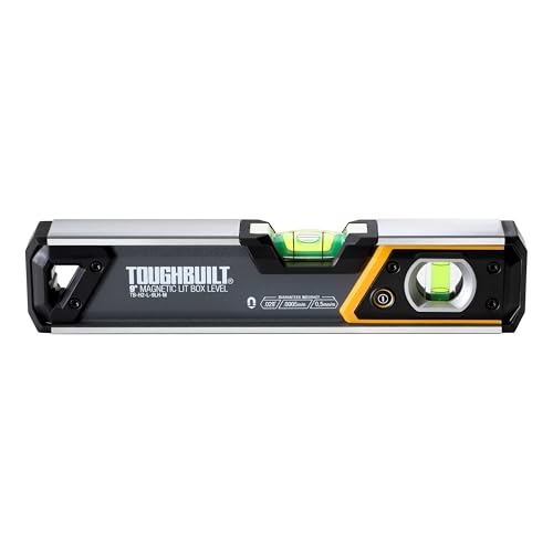 ToughBuilt – 9" Lighted Magnetic Box Level, Compact Aluminum Level with LED-Lit Vials, Rare Earth Magnets, V-Groove Base, and Shockproof End Caps - Image 2