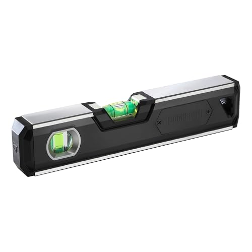 ToughBuilt – 9" Lighted Magnetic Box Level, Compact Aluminum Level with LED-Lit Vials, Rare Earth Magnets, V-Groove Base, and Shockproof End Caps - Image 4