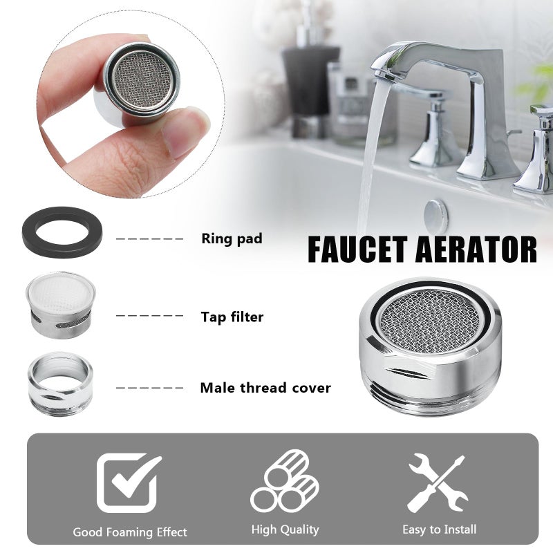 Litoexpe 15/16 Inch Faucet Aerator 4 PCS, Kitchen Sink Aerator Replacement Parts, Sink Faucet Male Thread Faucet Filter with Brass Shell and Gasket for Bathroom - Image 3