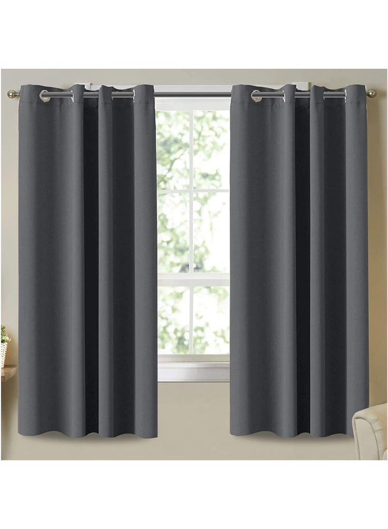 MarlaMall Blackout Curtain, 1 Pcs Thermal Insulated Grommet Window Drapes Eyelet Curtain Panel for Bedroom,Living Room, Grey (W132cm x D160cm) - Image 1