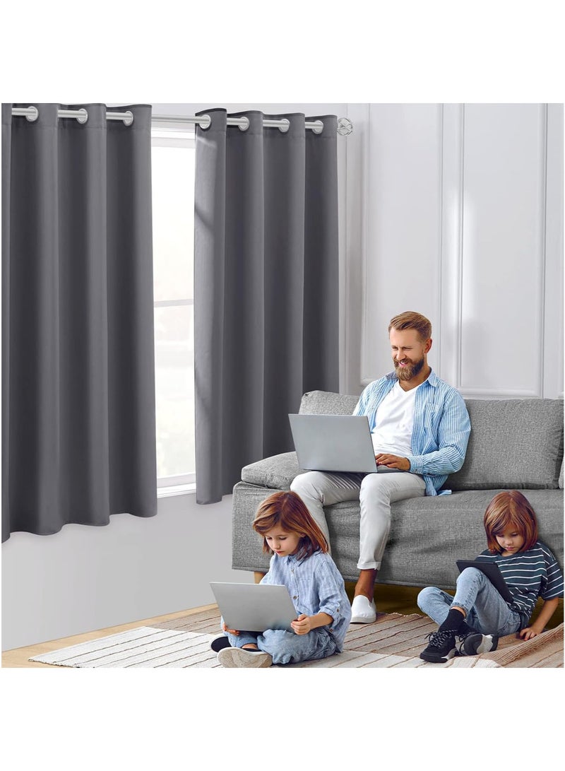 MarlaMall Blackout Curtain, 1 Pcs Thermal Insulated Grommet Window Drapes Eyelet Curtain Panel for Bedroom,Living Room, Grey (W132cm x D160cm) - Image 2