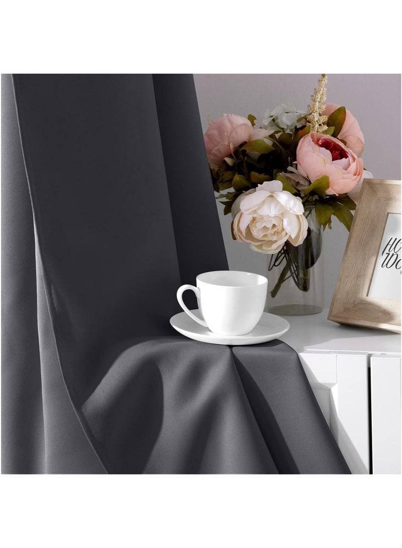 MarlaMall Blackout Curtain, 1 Pcs Thermal Insulated Grommet Window Drapes Eyelet Curtain Panel for Bedroom,Living Room, Grey (W132cm x D160cm) - Image 4