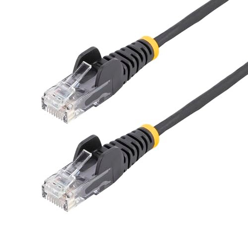 StarTech.com 1 ft CAT6 Cable - Slim CAT6 Patch Cord - Black- Snagless RJ45 Connectors - Gigabit Ethernet Cable - 28 AWG - LSZH (N6PAT1BKS) - Image 1
