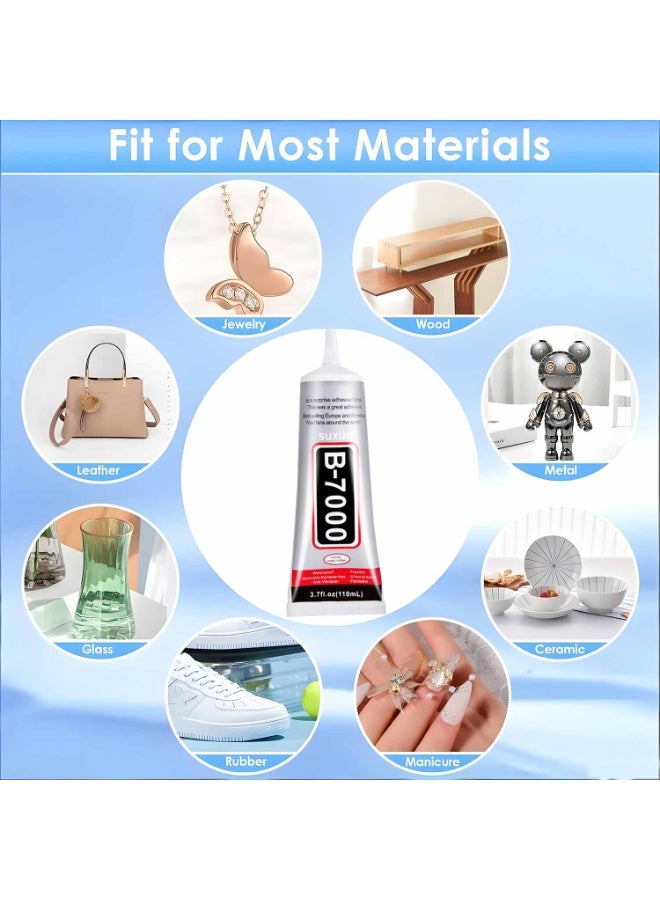 SUXUN B-7000 Multipurpose Clear Glue – Strong Flexible & Waterproof Adhesive, Needle Tip for Precise Repair, Non-Toxic & Quick Drying, for Phone Screen, Jewelry, Leather, Glass, Ceramic, DIY Crafts, Nail Art & Household Fixes (110mL*2PCS) - Image 4