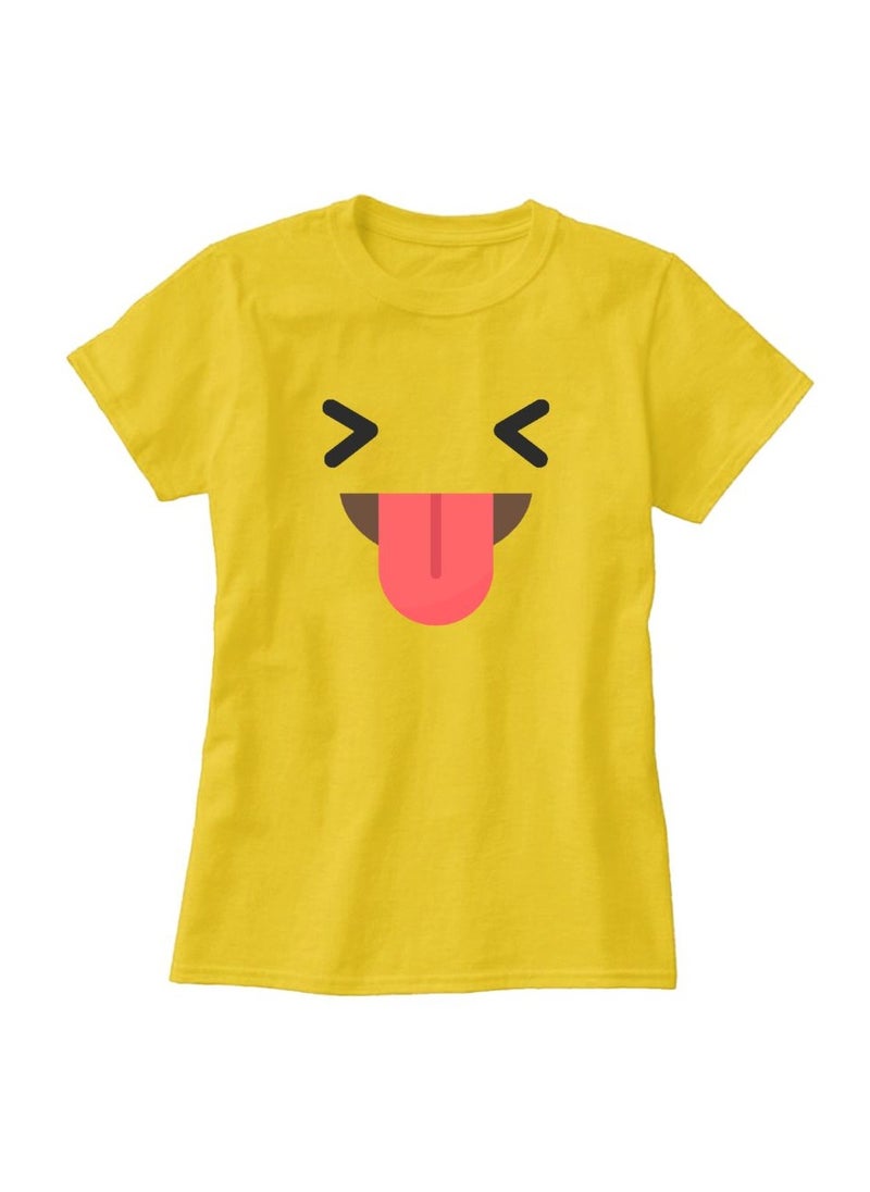 PRINTSHOP4ME - Adult Yellow Smiley Face T-Shirt Unisex Round Neck Short Sleeve Cotton T-Shirt-Soft And Comfortable Tshirt - Image 1