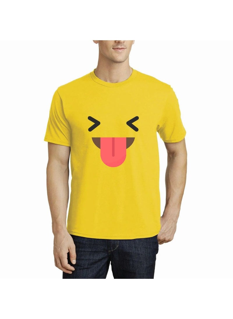 PRINTSHOP4ME - Adult Yellow Smiley Face T-Shirt Unisex Round Neck Short Sleeve Cotton T-Shirt-Soft And Comfortable Tshirt - Image 1